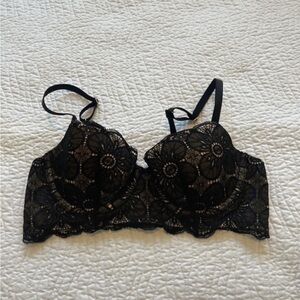 Aerie Black Lace Balconette Bra